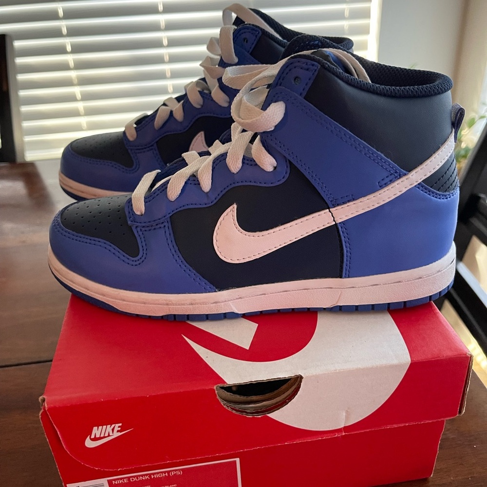 Nike Kids Blue and White High-Top Sneakers